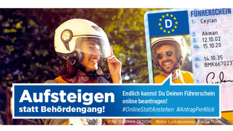 Bildgrafik zum Thema digitaler Führerscheinantrag