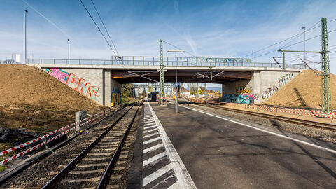 Baustelle rund um Brücke am Frankfurter Berg