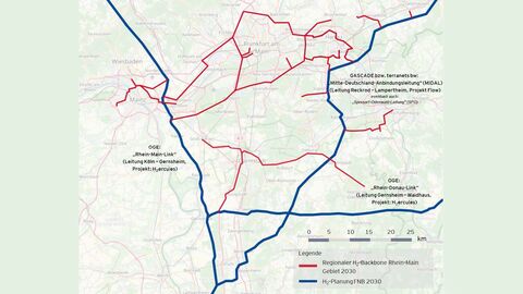 Verlauf der Wasserstofftrassen Grafik Verlauf der Wasserstofftrassen