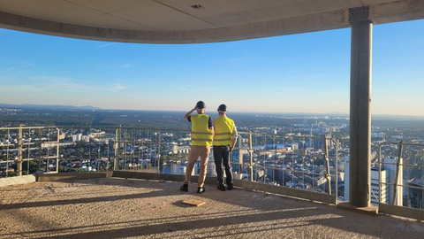 Ausblick von der Baustelle des Four in Frankfurt am Main