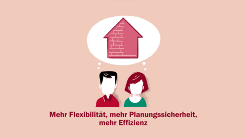 grafische Darstellung von zwei Personen, die an ein Haus denken 