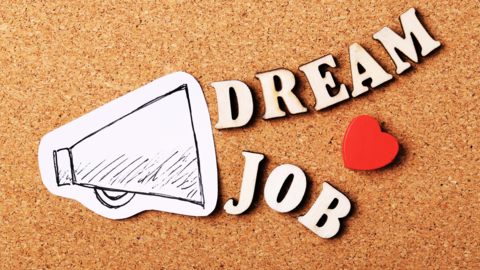 Eine Grafik auf der steht Dream Job (Deutsch: Traum Job)