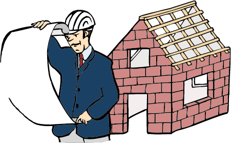 Ein Architekt plant und baut Häuser.