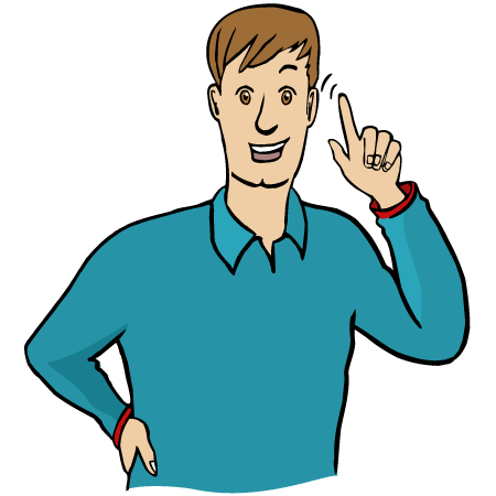 Ein Mann zeigt,ich habe verstanden